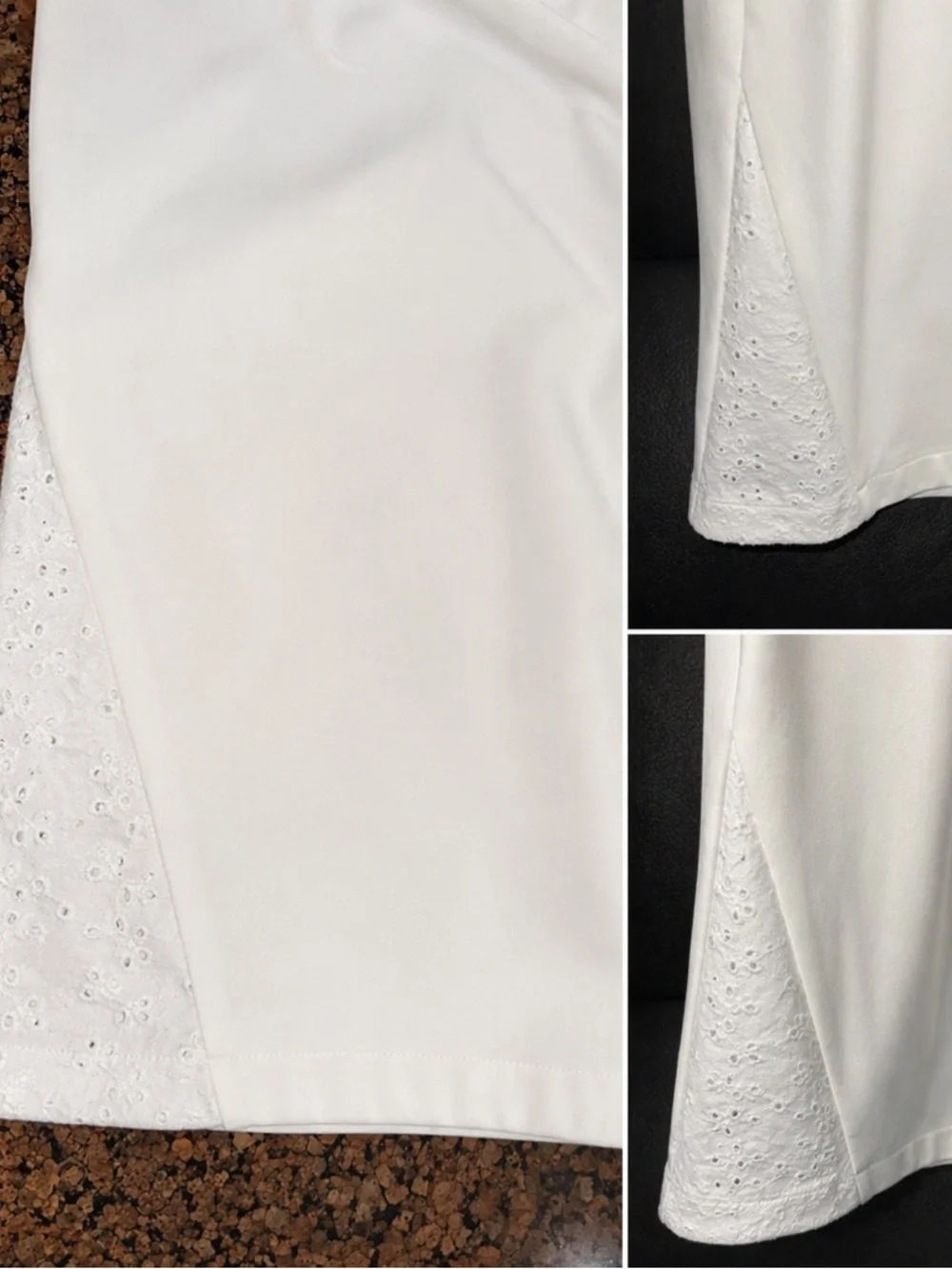 NWT Chico’s Weekend White Eyelet Wide Leg Capri Pants w/ pockets Size 4 (18-20) - Picture 8 of 14